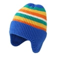 thumbnail image 5 of Eoperou Children Winter Hat Striped Rainbow Color Knitted Thick Warm Elastic Ear Unisex Soft Warm Windproof Kids Beanie Cap, 5 of 8