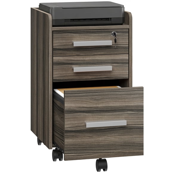 HOMCOM Classeur Vertical Classeur Mobile avec Tiroir Verrouillable