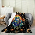 thumbnail image 2 of Frog Throw Blanket Indian Exotic Sun Moon Fleece Blanket for Kids Teens Adults Outerspace Galaxy Wild Animal Flannel Blanket for Housewarming Couch 40x50, 2 of 6
