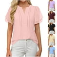 thumbnail image 2 of ShiShine Womens Dressy Blouses V Neck Short Sleeve Shirts 2025 Fall Casual Business Office Work Tops, 2 of 8