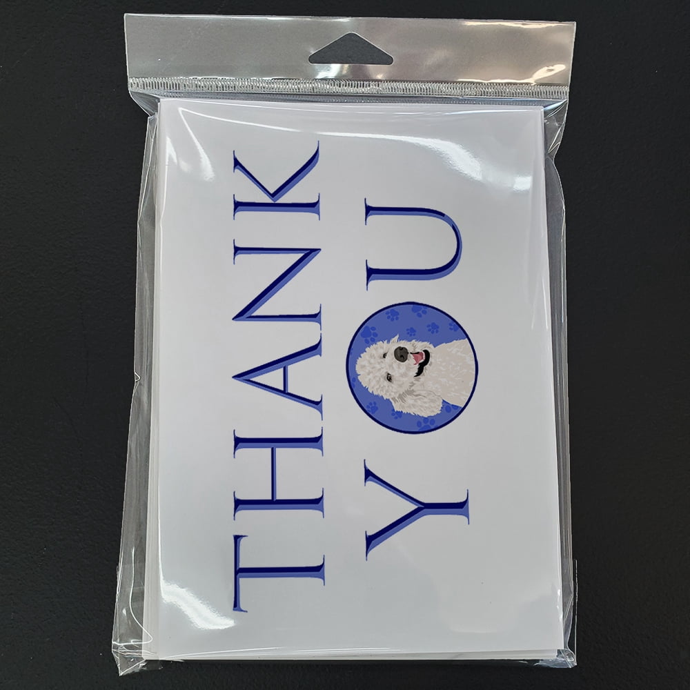 Poodle Standard White Thank You Greeting Cards and Envelopes Pack of 8 7 in x 5 in