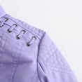 thumbnail image 2 of SWSMCLT Women's Leather Jacket Faux Suede Jacket Long Sleeve Streetwear Motorcycle Fall Fashion Hoodless Outerwear Light Purple 12-14, 2 of 4