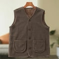 thumbnail image 4 of TIANZEN Shearling Vest Winter Warm Lined Sleeveless Jacket Cozy Teddy Stand Collar Outerwear For Cold Weather Half Zip Vest Quilted Riding Jacket Vest Zip, 4 of 5