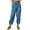 Blue, variant on USNSM Linen Pants for Women Casual Summer Elastic Waist Trousers Beach Lightweight Drawstring Stretch Pants with Pockets Navy M