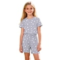 thumbnail image 5 of CYRBOKO Girls Outfit Sets, Short Sleeve Elastic Waist Tops and Shorts Summer Casual Loungewear Two-piece Sets Gray Size 7-8 T, 5 of 8