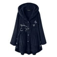thumbnail image 2 of OKBOP Sweater for Women,Women Printed Button Plush Tops Hooded Loose Cardigan Wool Winter Coat Winter Jacket, 2 of 8