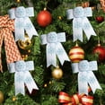 thumbnail image 2 of JWshufel 5 Pack Christmas Bow Snowflake Bow Christmas Decorations for Gifts and Windows with Eye Petching Design Suit for Festive Parties and Home Decor 9.1in White, 2 of 2