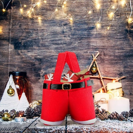 Rojia Christmas Candy Bags Portable Santa Apple Gift Bag Wedding Candy Tote Bag Christmas Santa Pants Gift Romper Box for Party Home Decor