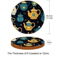 thumbnail image 3 of Arabic Teapot Luxury Microfiber Leather Round Coasters Set of 6 - 11x11 cm/4.3x4.3 in Drink Coasters for Home, Office, and Bar Use, 3 of 6