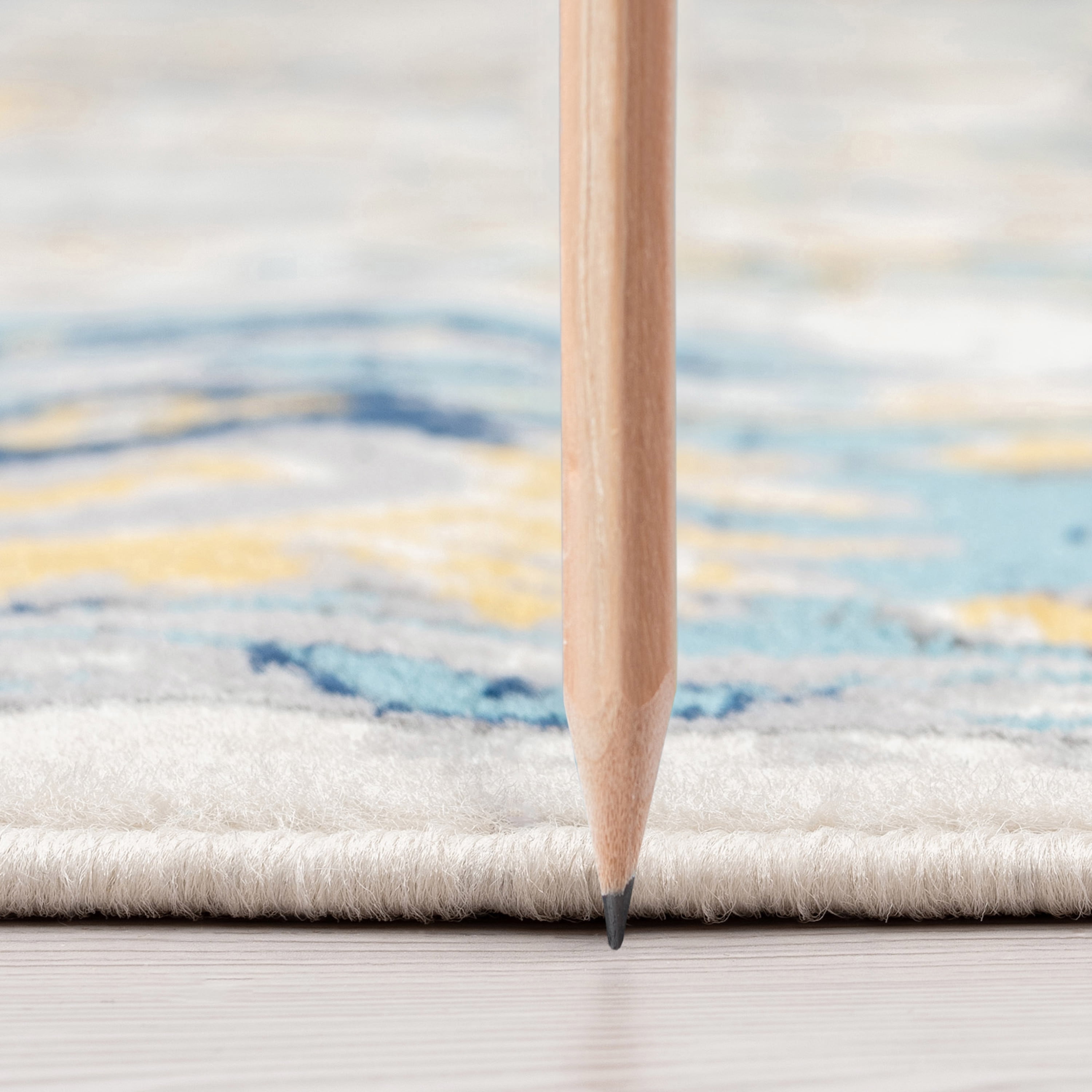 Transitional 8x10 Area Rug (7'11'' x 10'3'') Oriental Aqua, Yellow Living Room Easy to Clean