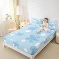 thumbnail image 4 of Feelyou Cartoon Dreamy Flower Twin Sheet Sets for Kids, Sky Blue Blossoms Floral Twin Fitted Sheet, Fashion Polkadot Flat Sheet, Microfiber Bedroom Decor, 3 Pieces, 4 of 7