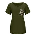 thumbnail image 4 of KONBECA Women Summer Tops Women Solid Short Sleeve V-Neck Casual Pockets Tee Tops T Shirt Mint Green S, 4 of 5