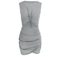 thumbnail image 4 of Pompotops Robe Décontractée Sans Manches à Rayures Patchwork Col Rond Couleur Unie pour Femmes, 4 of 6