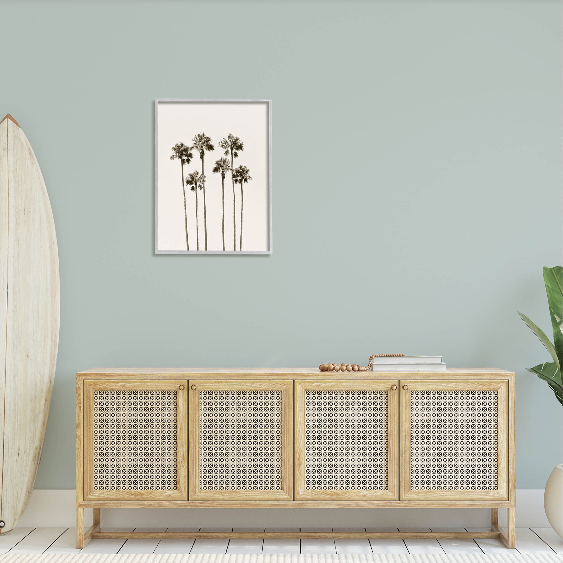 Tall Palm Trees Looming Landscape Graphic Art Gray Framed Art Print Wall Art