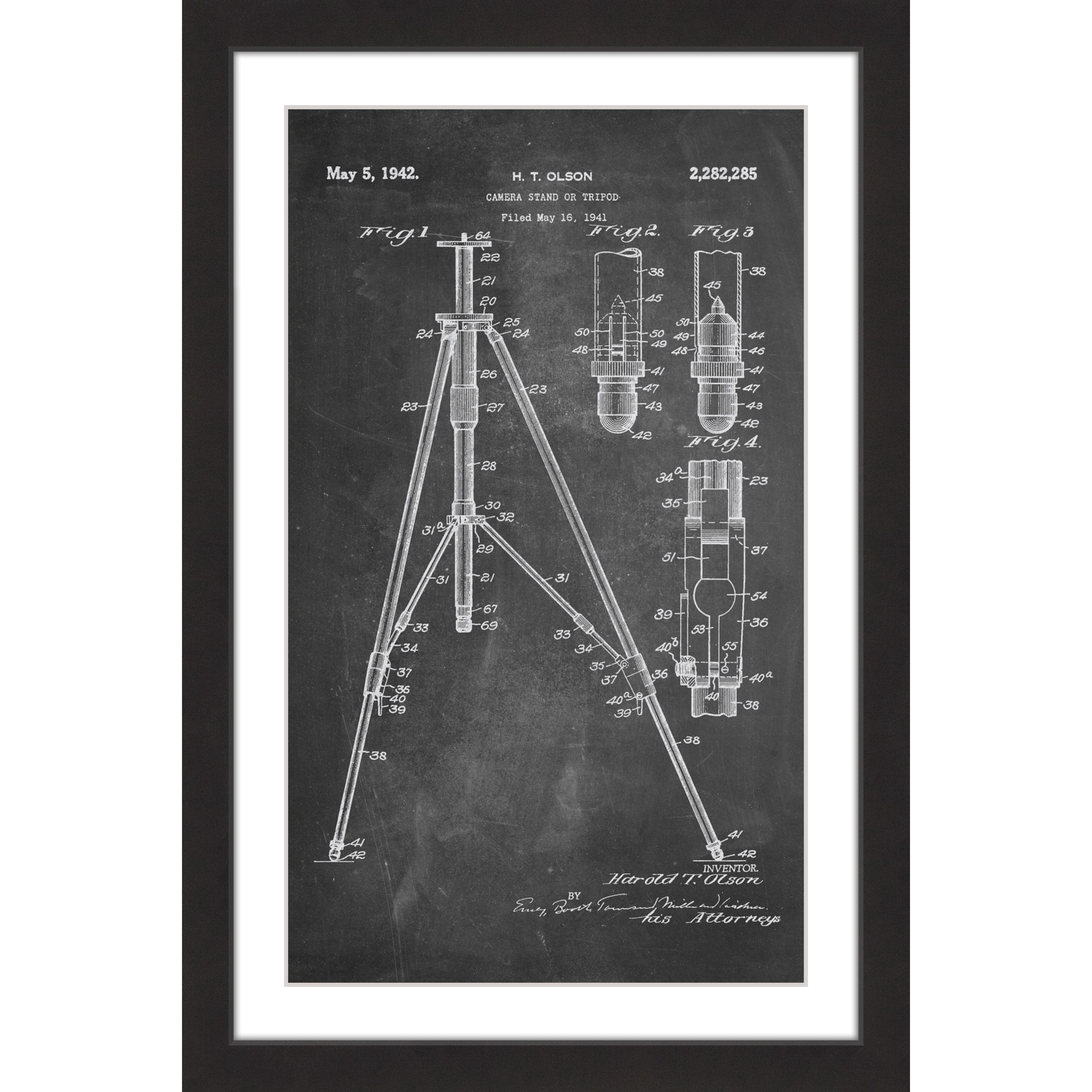 "Tripod 1942 Chalk" Framed Painting Print