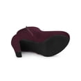 thumbnail image 5 of BLISSFUL STEP Women's Round Toe Side Zipper Block High Heel Ankle Boots Burgundy 8.5, 5 of 8