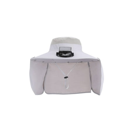 Sun Hats for Men Women Wide Brim Sun Hat with Fan Outdoor Solar Powered USB Charging Fishing Hat with Neck Flap Gray
