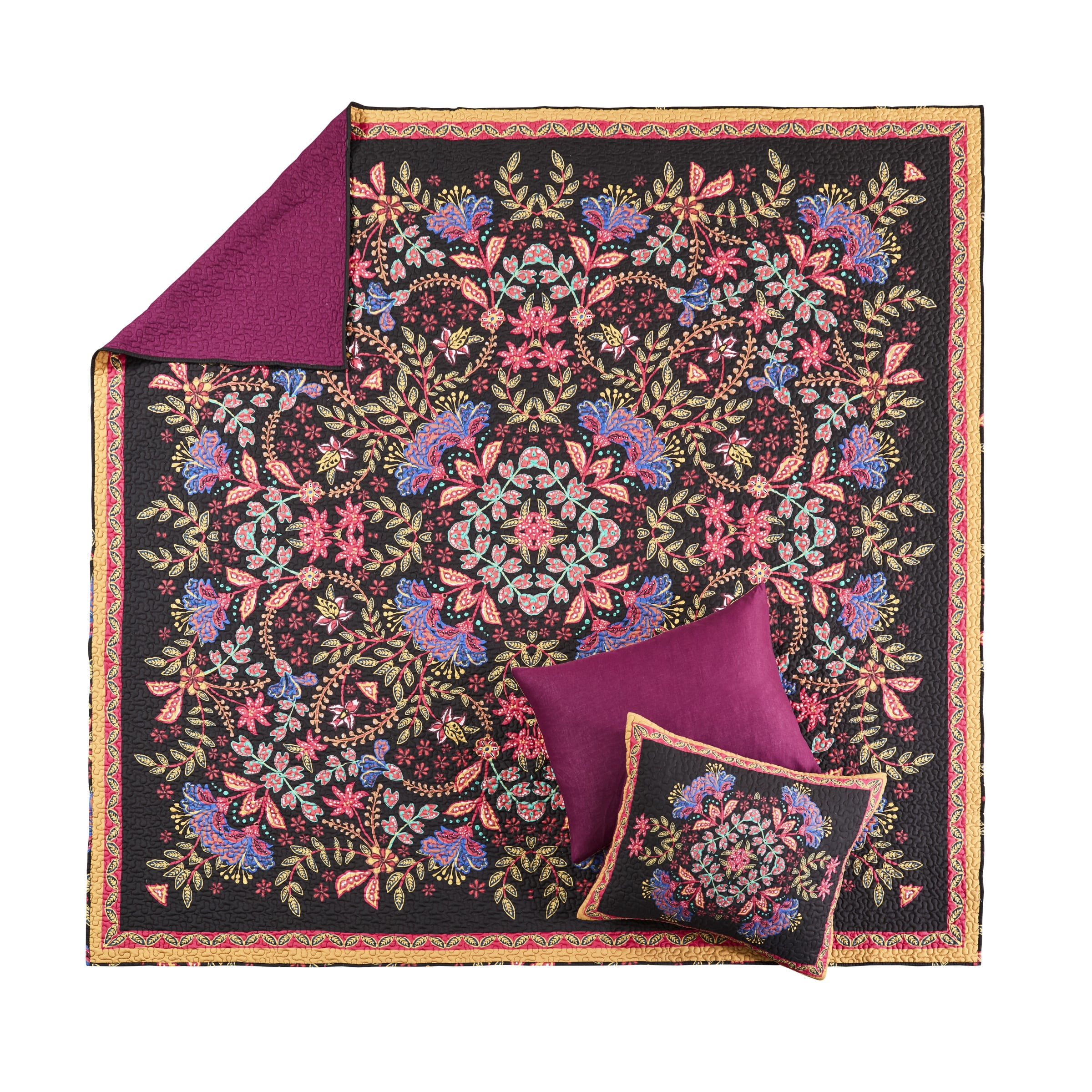 Greenland Home Jessa Cotton-Rich Vintage Boho Quilt Set, All Ages, 3-Piece Full/Queen