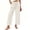 Beige, variant on Summer Spring Pants for Women Casual Drawstring Elastic Waisted Cropped Pant Solid Color Wide Leg Beach Vacation Trousers Khaki M