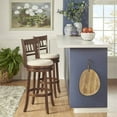 thumbnail image 2 of Weston Home Vertical Design Swivel Dark Cherry Finish Wood Bar Height Stool, Beige Linen, 2 of 2