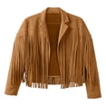 thumbnail image 2 of Girls Fringe Jackets Kids Cow Girl Western Tassels Motorcycle Cardigan Cropped Coats 5 14 Years, 2 of 8