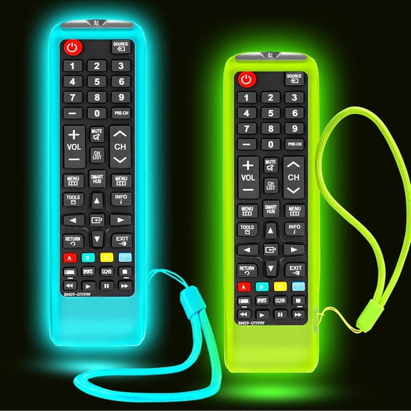 Case for Samsung TV Remote, Cover for Samsung Remote Control for Smart TV Universal Replacement Silicone Sleeve Skin with Lanyard Glow in The Dark Green and Blue