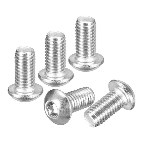 Uxcell M8-1.25x16mm Button Head Socket Cap Screws - 5Pack - Good for Road Bicycle, Mountain Bike, Auto, Motorcycle - 316 Stainless Steel Whitewashed - Hex Drive Fasteners