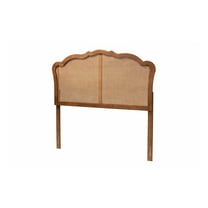 Baxton Studio Traditional Ash Walnut Finished Wood Queen Size Headboard with Rattan