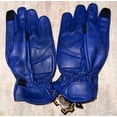 thumbnail image 6 of Motorcycle Leather Gloves With Reinforced Knuckles, Full Finger, Touchscreen Finger Tips, Blue / Red Stripe ZAMGEAR, 6 of 6