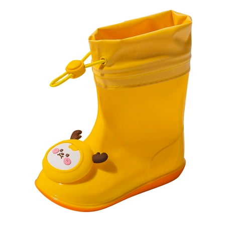 

Rain Shoes For Children Lined Rubber Boots For Boys And Girls Lightweight Rain Boots Water Proof NonSlip Gumboots With Drawstring Yellow 2.5Y-3Y