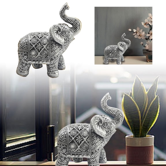 Elegant Handmade Elephant Resin Figurine - Unique Desktop Ornament for Home Décor Ideal for Any Celebration or Occasion
