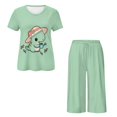 thumbnail image 5 of DISNIMO Cartoon Dinosaur Printed Women's Short Sleeve Pajama Sets Soft Sleepwear Summer 2 Piece Pjs Set Breathable Tops and Capri Pant Lounge, 2XL, 5 of 7