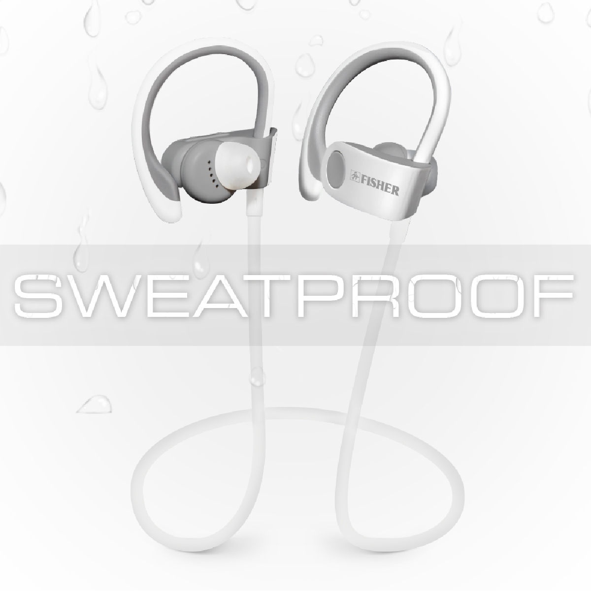 Fisher Pulse Wireless Bluetooth OvertheEar Earhook Headphones White