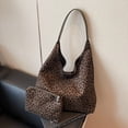 thumbnail image 4 of HUISZJ Leopard Print Shoulder Bag, Women Top Handle Bag, Large Capacity Tote Bag Simple Commuting Bag for Work Travel Outdoor (Black), 4 of 10