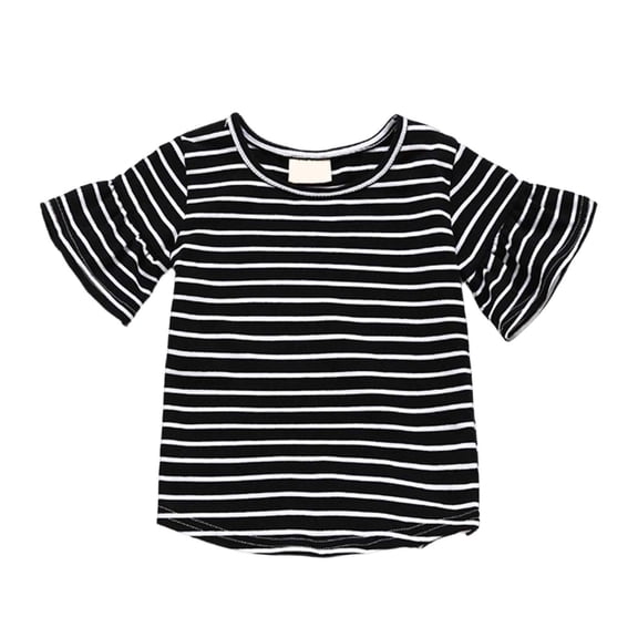 Tiijoy Girls Cotton Striped Flare Sleeve T-Shirt Casual Round Neck Blouse Top, Sizes 12M-5T