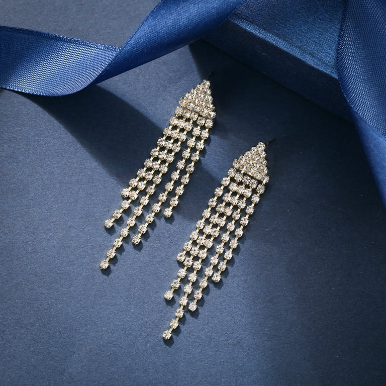 Buy Clear Crystal Bead Work Dangler Earrings Online - W for Woman