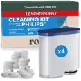 thumbnail image 1 of Solución descalcificadora y limpiador compatible con Roobi Philips. Especialmente formulado para máquinas de café expreso Philips. Kit descalcificador neutro en carbono. 2 usos por botella, paquete de, 1 of 9