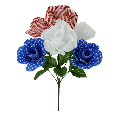 Mainstays 14 inches Indoor Artificial Rose Pick, Red, Blue and White Color.