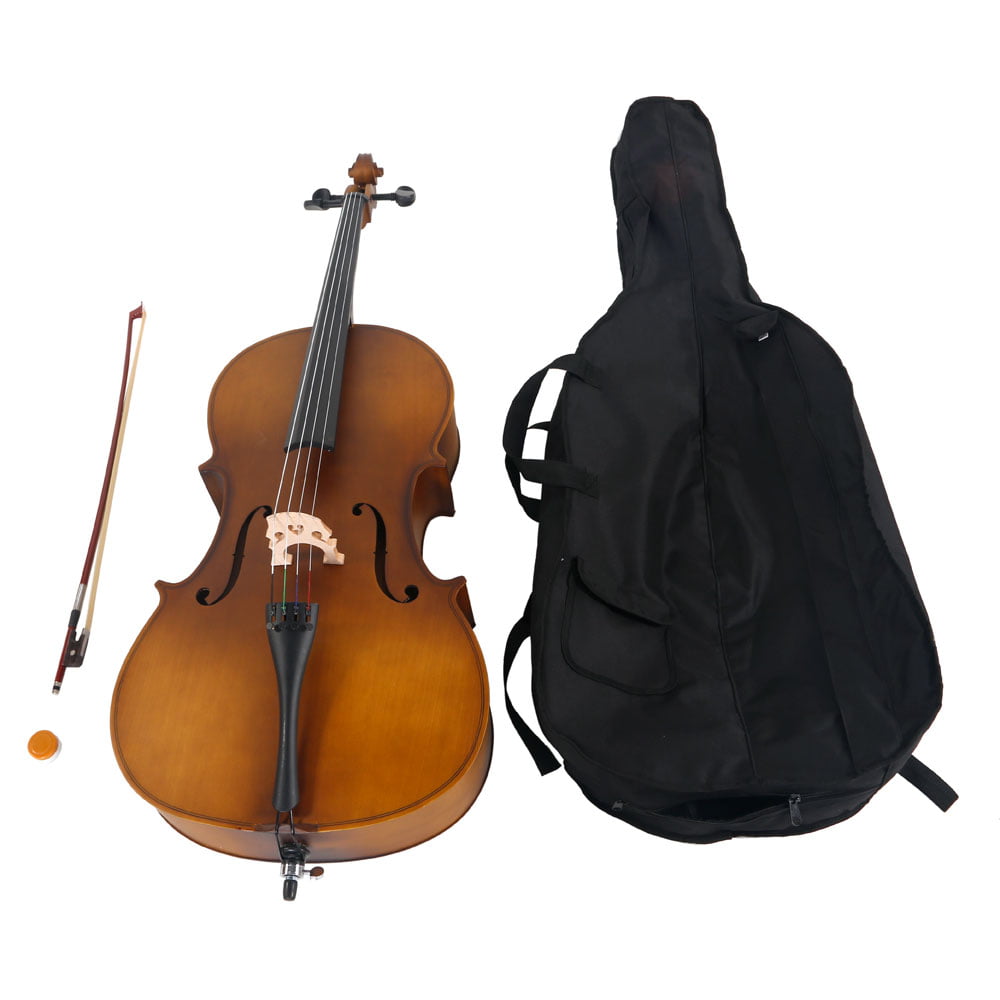 Bow 4/4 Full Bridge & Rosin Strings Student Beginner Cellos Kit Musical Instruments Starter Set With Bag Gifts for Music Lovers Acoustic Cello Instrument Cello for Kids and Adults 