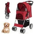 thumbnail image 1 of Gymax 4 Wheel Pet Stroller w/ Storage Basket & Tray Adjustable Canopy Pets Burgundy, 1 of 10