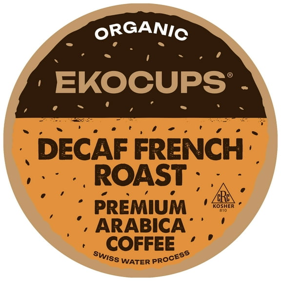 EKOCUPS Organic Decaf French Roast Coffee Pods Medium Roast 40 Count for Keurig K Cups Machines