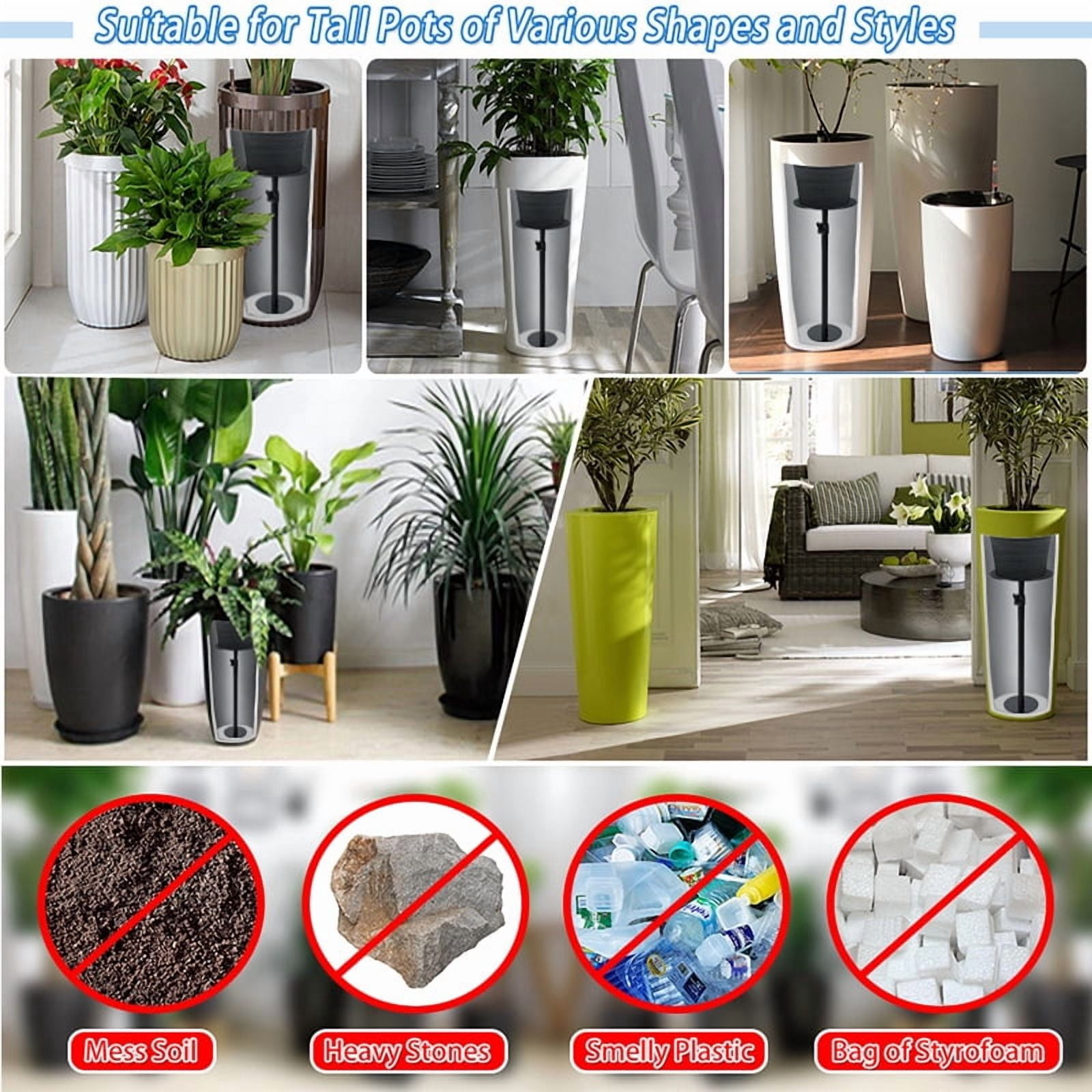 Adjustable Planter Lifter Insert, Elevator Riser for Tall Tapered Pots, Indoor & Outdoor Plant Pot Support for Gardening