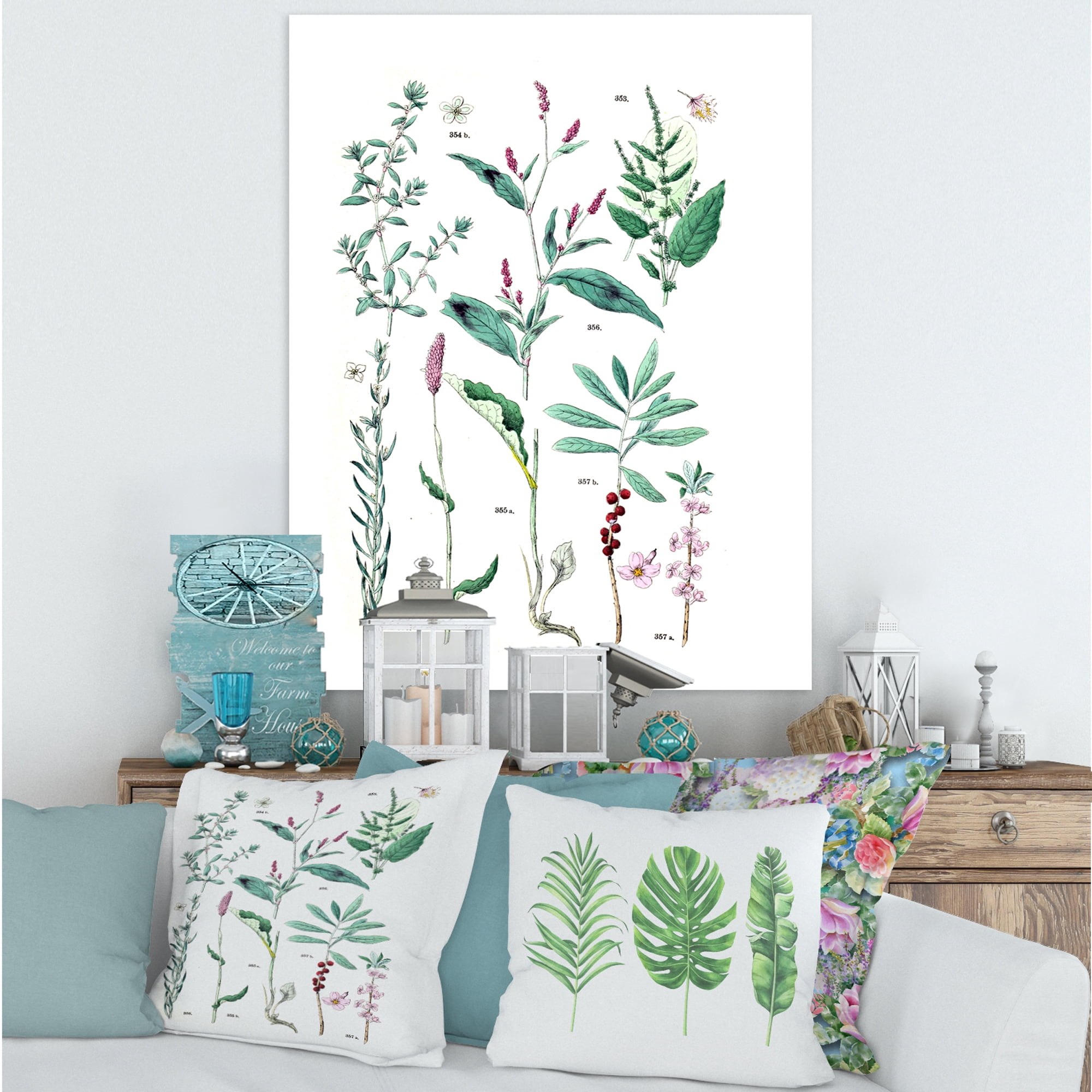Designart ' Ancient Plants ' Traditional Canvas Wall Art Print