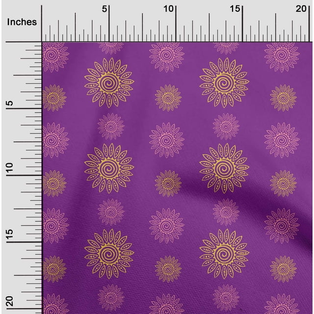 oneOone Polyester Lycra Fabric Spiral & Floral Block Print Fabric BTY 56 Inch Wide