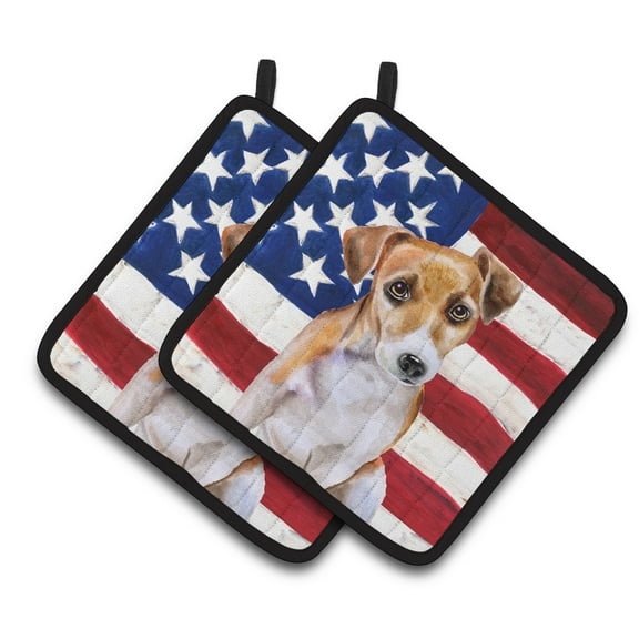 Caroline's Treasures Jack Russell Terrier #2 Patriotic Pair of Pot Holders