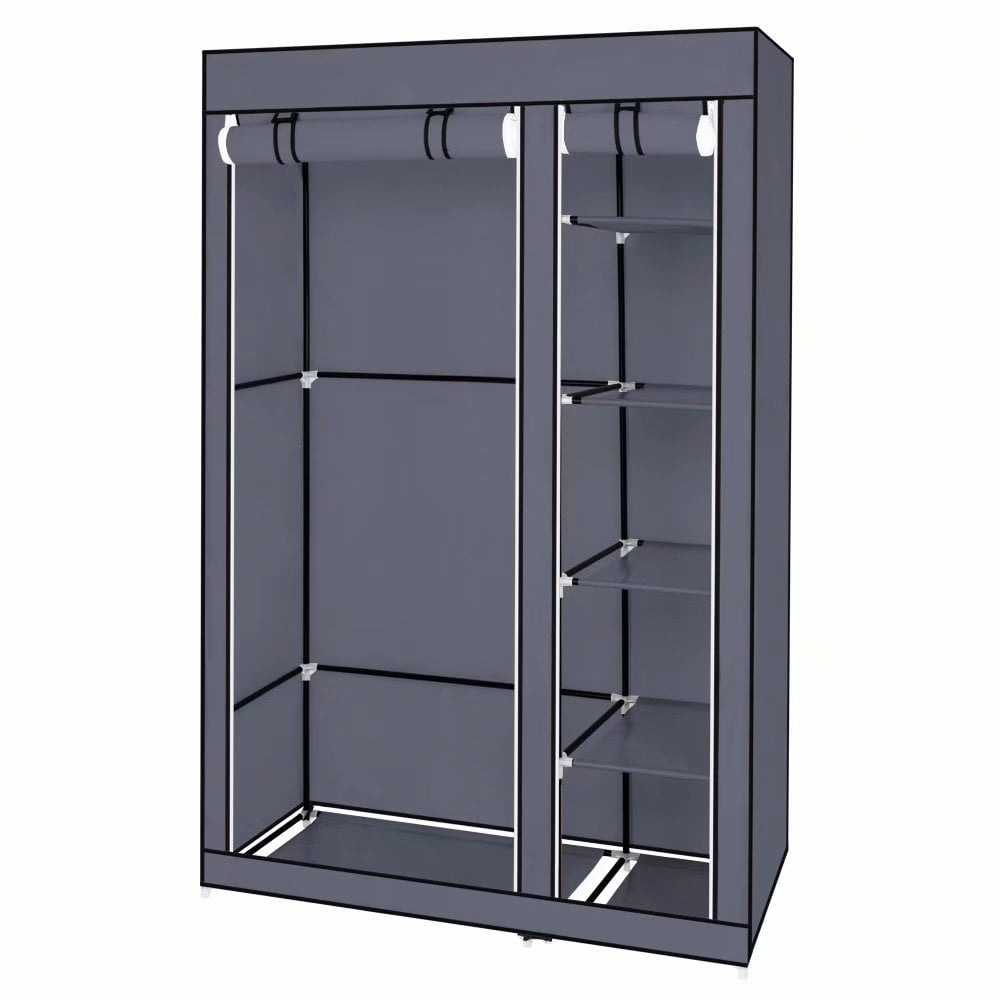 Clearance 67 Portable Clothes Closet Wardrobe With Non Woven Clearance 67 Portable Clothes Closet Wardrobe With Non Woven Fabric And Hanging Rod Quick Easy To Assemble Gray Com