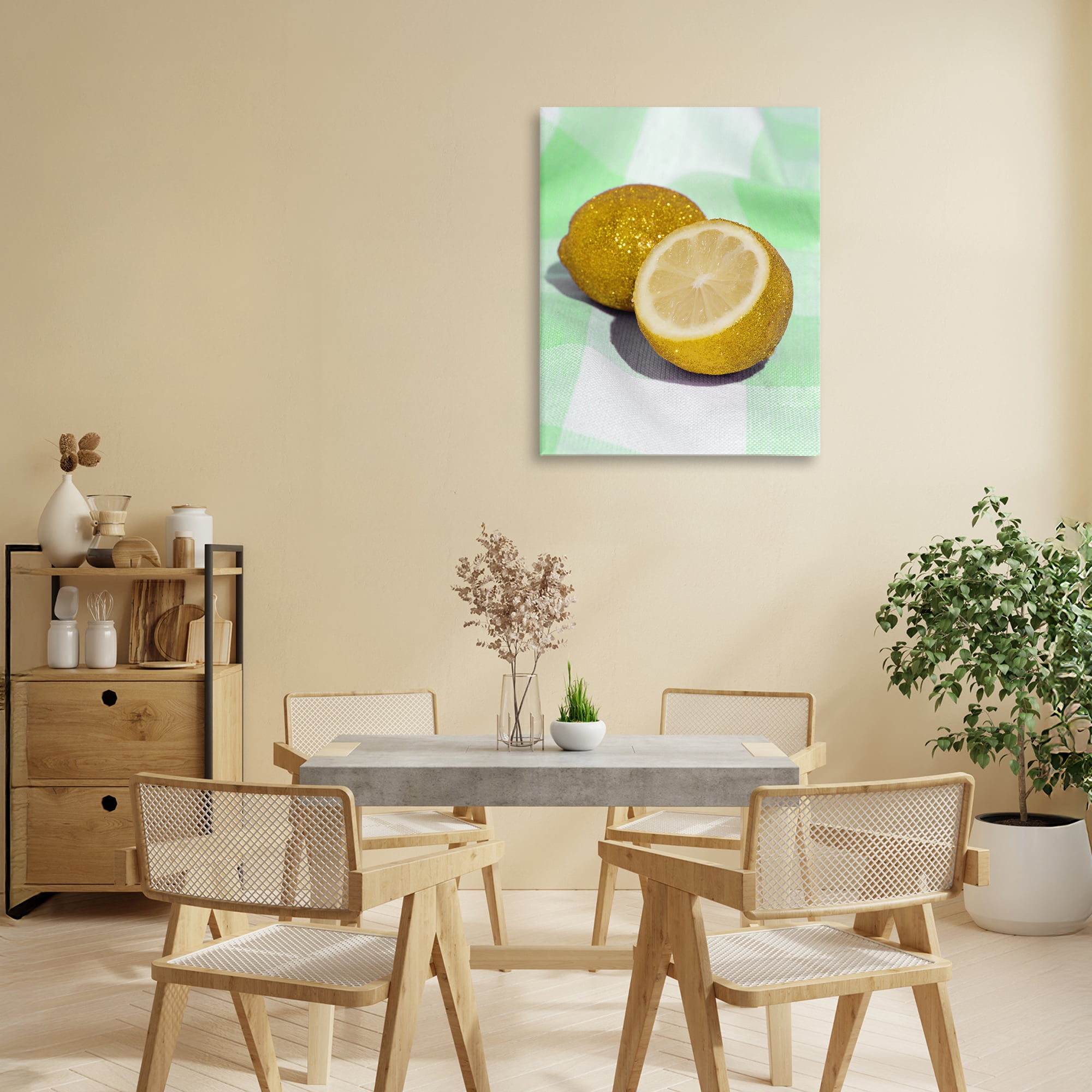 Stupell Industries Glimmer Lemon on Green Canvas Wall Art, design by LISH Creative