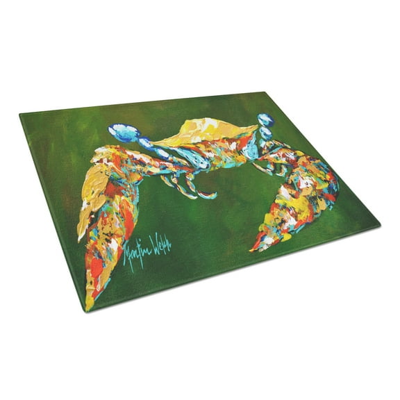 Carolines Treasures MW1157LCB Go Green Crab Glass Cutting Board Large, 12H x 16W, multicolor