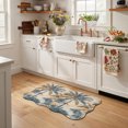 thumbnail image 4 of Scalloped Door Mat 18x30", Navy Blue Brown Absorbent Non Slip Welcome Mats for Front Door, Tropical Botanical Palm Leaves Retro Diatomaceous Entryway Rug for Indoor Bathroom Kitchen Entrance, 4 of 9