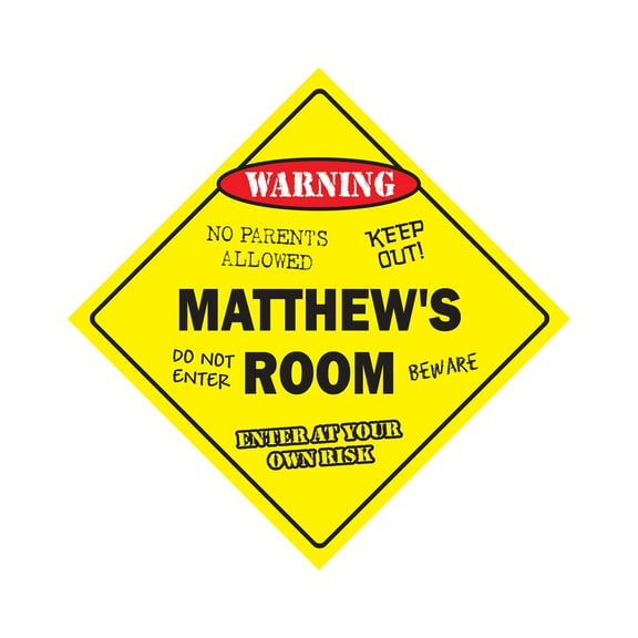 Matthew's Room Sign Crossing Zone Xing | Indoor/Outdoor | 20" Tall kids bedroom decor door children's name boy girl